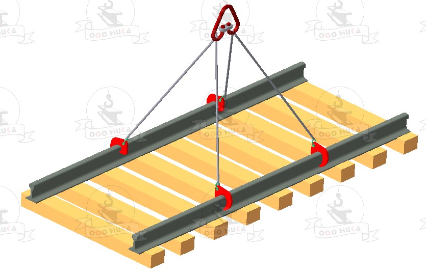 Захват вилочного типа для рельс и рельсошпальной решетки 15НКж