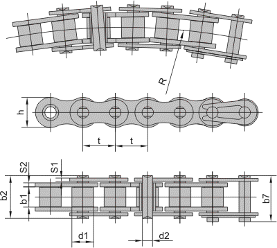 Цепи приводные наклонные