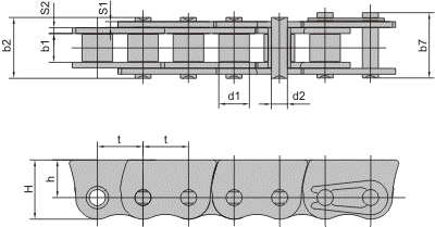 Цепи приводные специальные антинаклонные